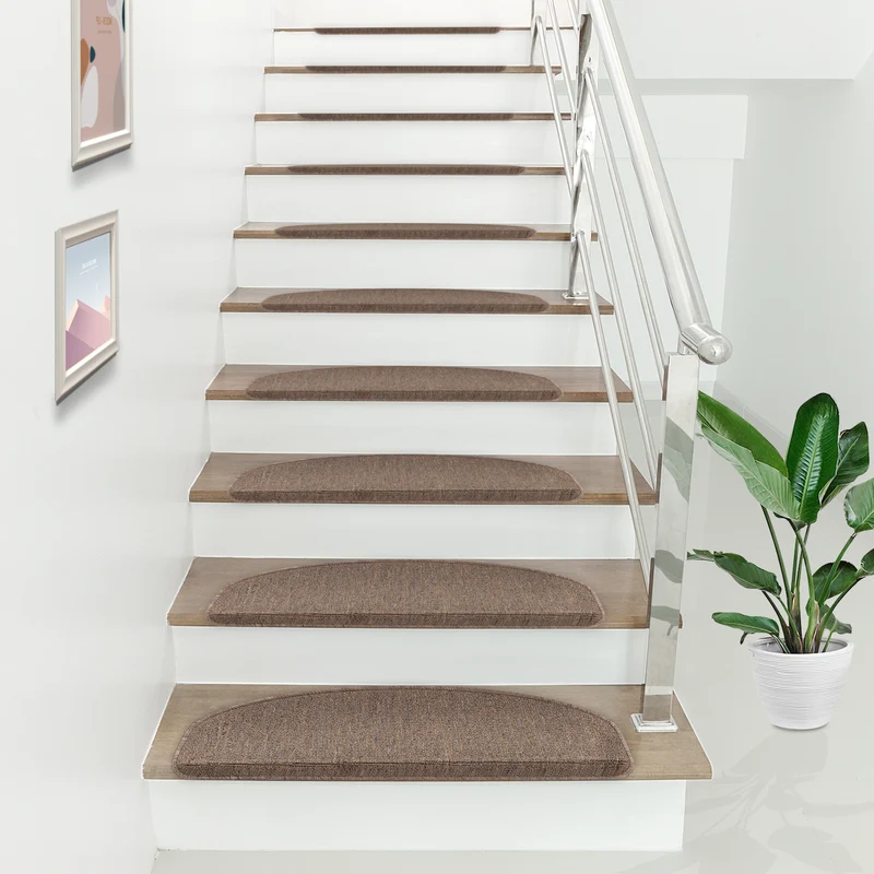 Juego de 15 Alfombrillas de escalera Halbrund 65 x 24 cm Diferentes colores [en.casa]