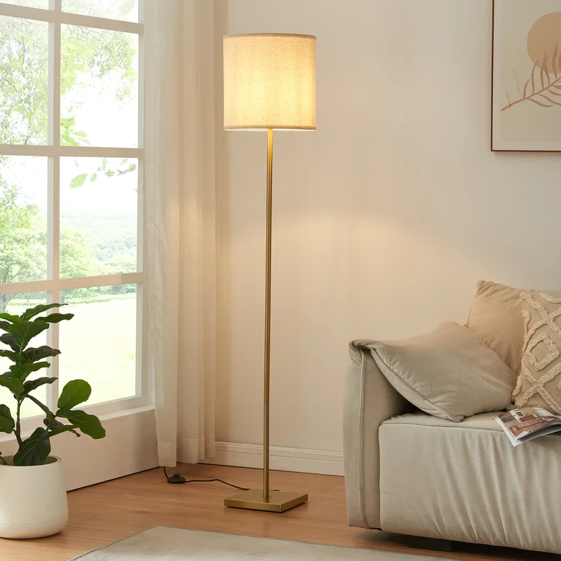 Lámpara de pie Fildholm 157cm color latón / aspecto lino [lux.pro]