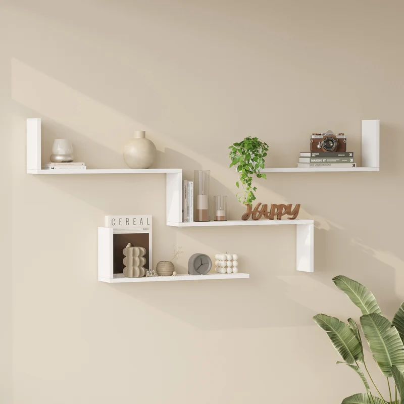 Conjunto de estanterías de pared 3 piezas Vepinshul [en.casa]