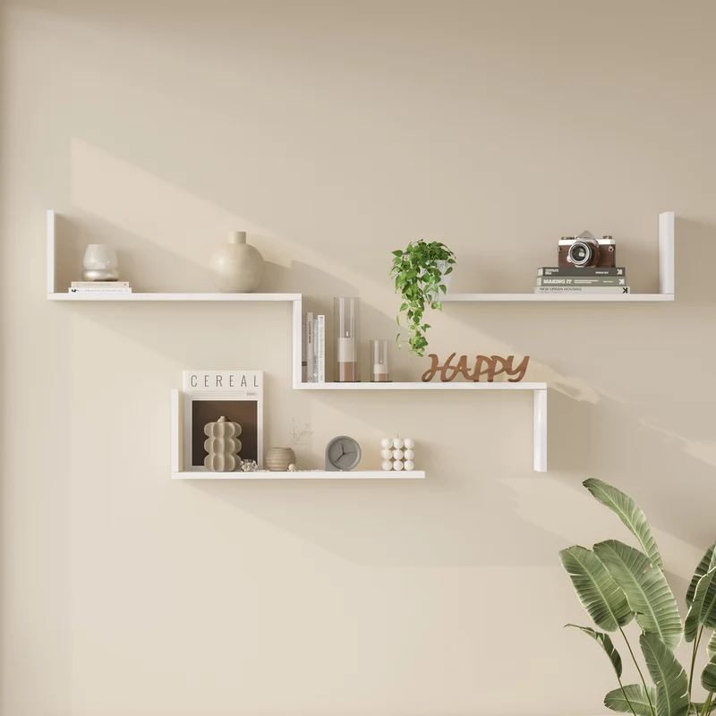 Conjunto de estanterías de pared 3 piezas Vepinshul [en.casa]