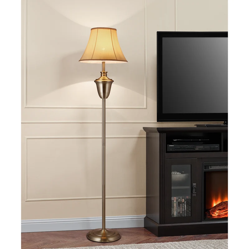 Lámpara de pie Madrid 1x E27 Ø35x157 cm color latón/beige lux.pro