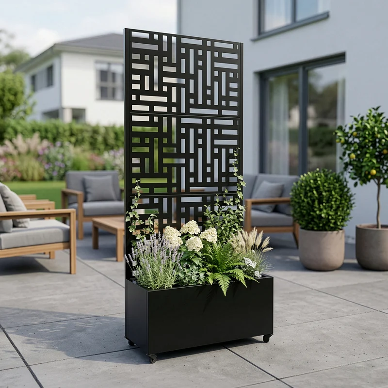 Tabique Bernalda con jardinera acero [casa.pro]