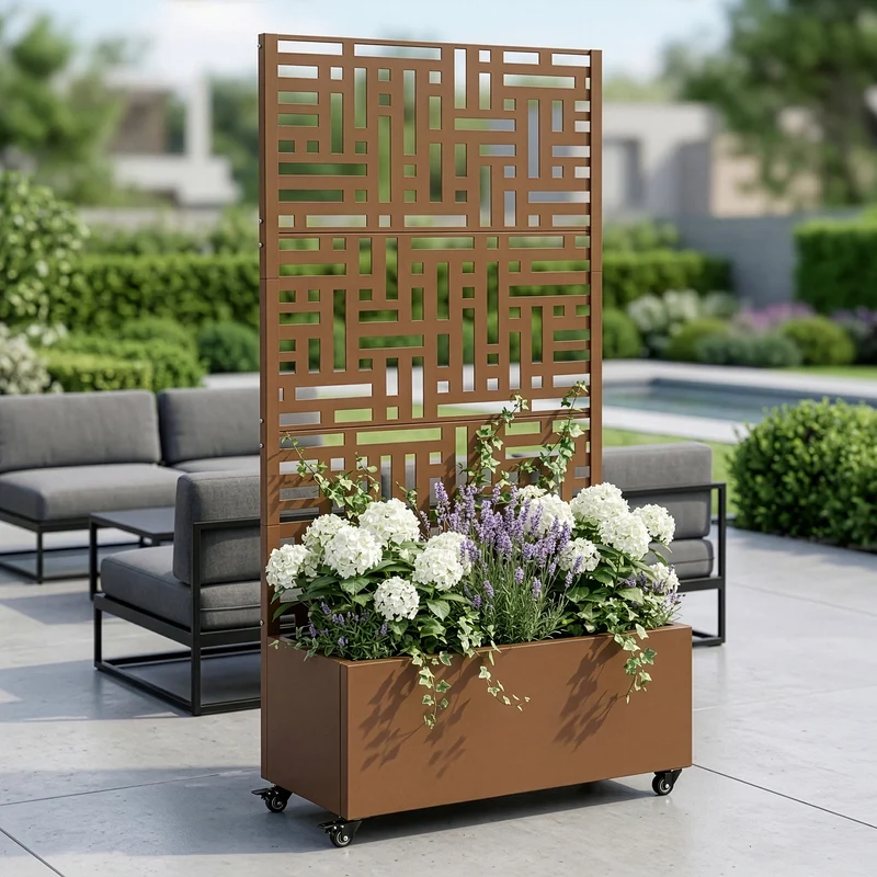Tabique Bernalda con jardinera acero [casa.pro]
