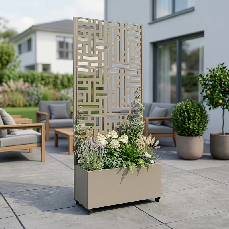 Tabique Bernalda con jardinera acero [casa.pro]
