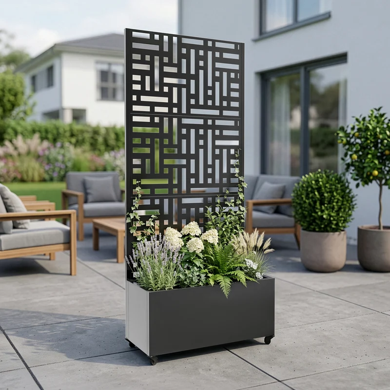 Tabique Bernalda con jardinera acero [casa.pro]