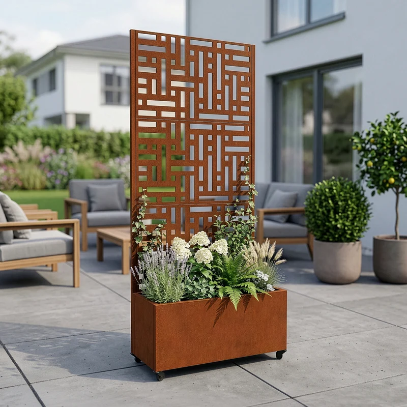 Tabique Bernalda con jardinera acero [casa.pro]