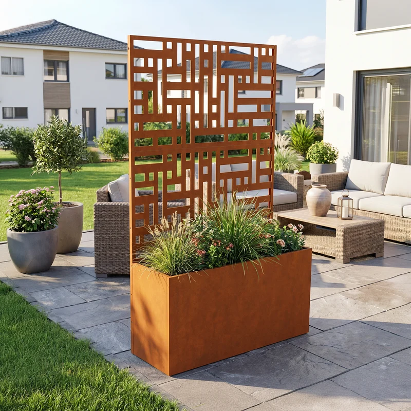 Tabique Bernalda con jardinera acero [casa.pro]