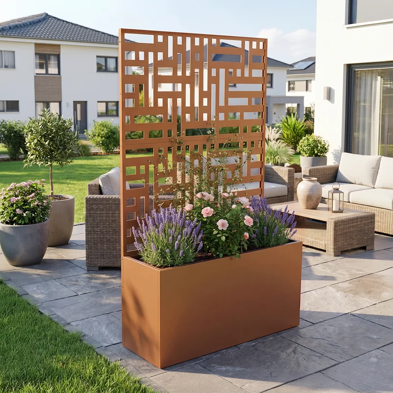 Tabique Bernalda con jardinera acero [casa.pro]