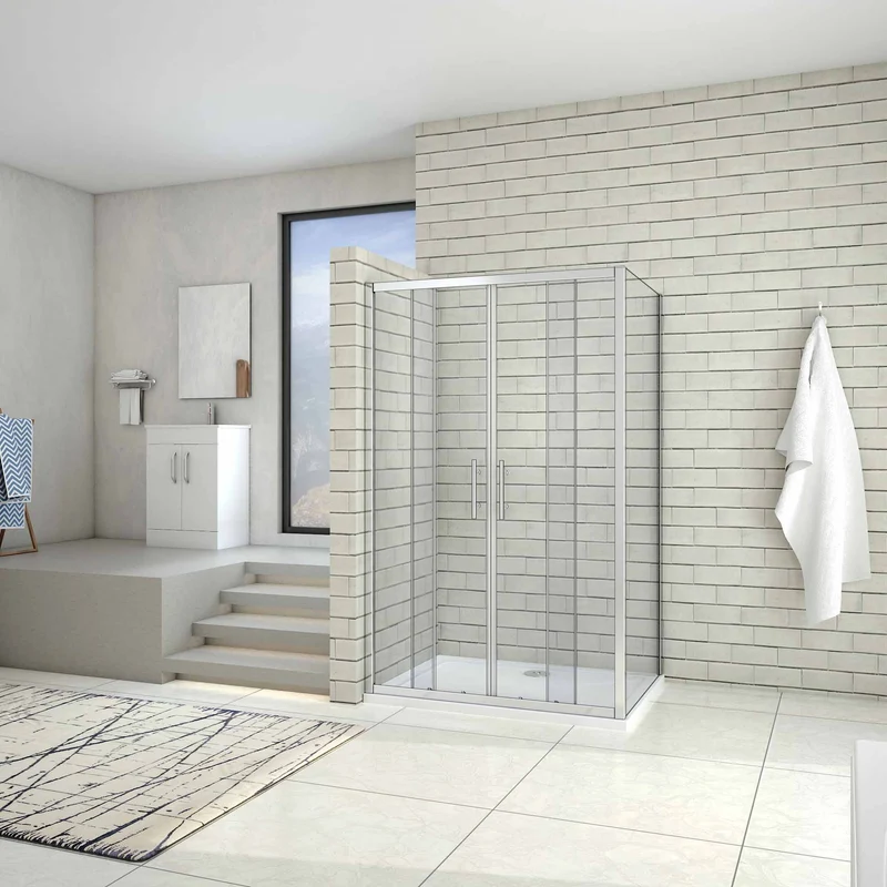 liquidacion Cabina de Ducha Mampara de Ducha Rectangular Puerta Corredera Cristal Templado 5 MM