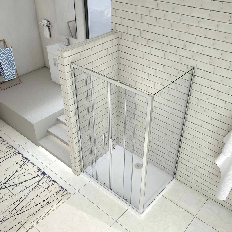 liquidacion Cabina de Ducha Mampara de Ducha Rectangular Puerta Corredera Cristal Templado 5 MM