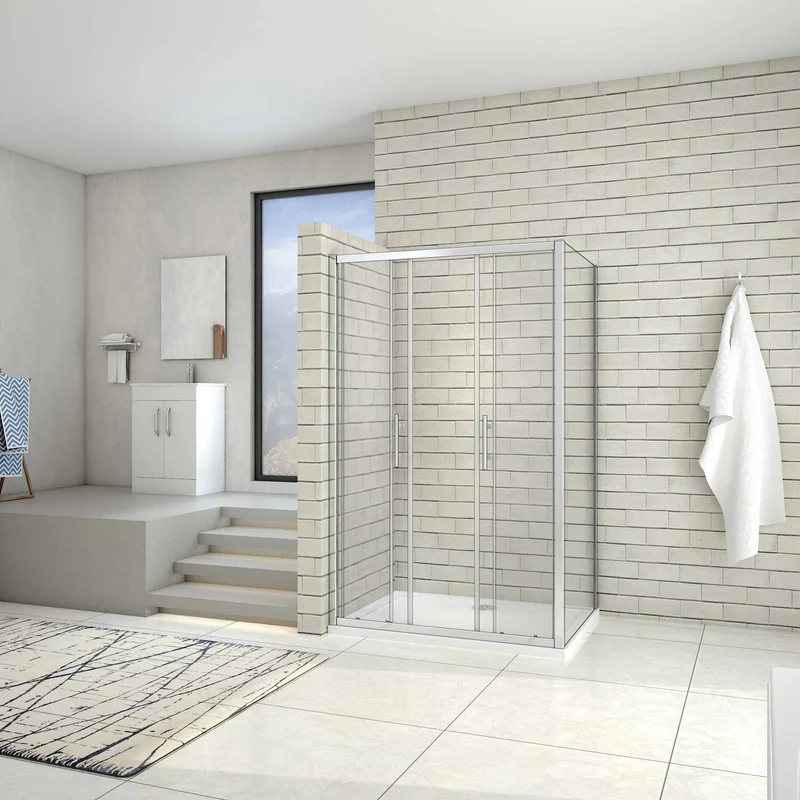 liquidacion Cabina de Ducha Mampara de Ducha Rectangular Puerta Corredera Cristal Templado 5 MM