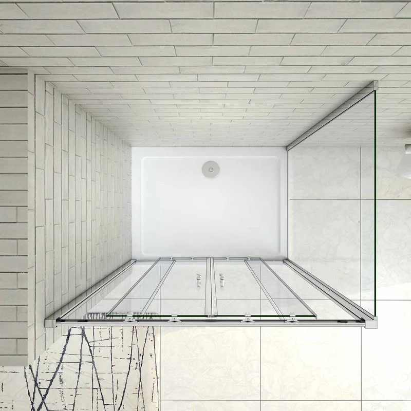 liquidacion Cabina de Ducha Mampara de Ducha Rectangular Puerta Corredera Cristal Templado 5 MM