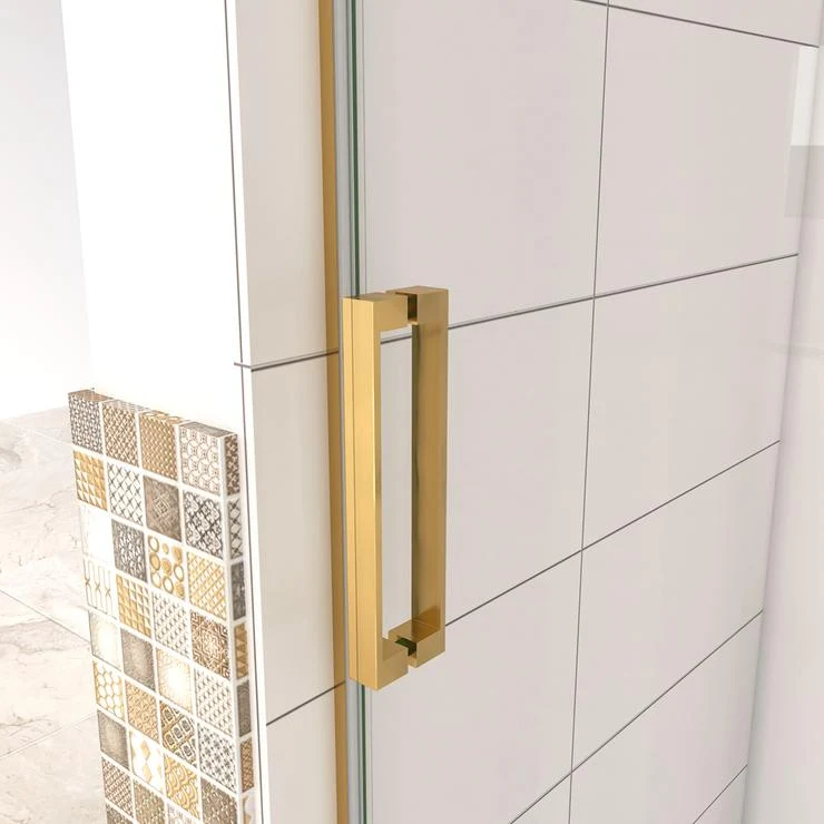 Mampara de ducha corredera fijo+corredera 120x195cm,doble rodamiento, cristal templado 8 mm con tratamiento antical, perfil dorado