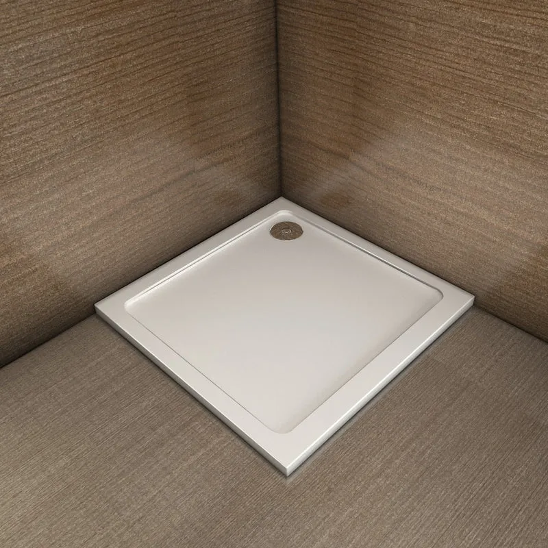 Plato de Ducha Rectangular y Cuadrado para Mamparas 100x100cm + Accesorios de desagüe