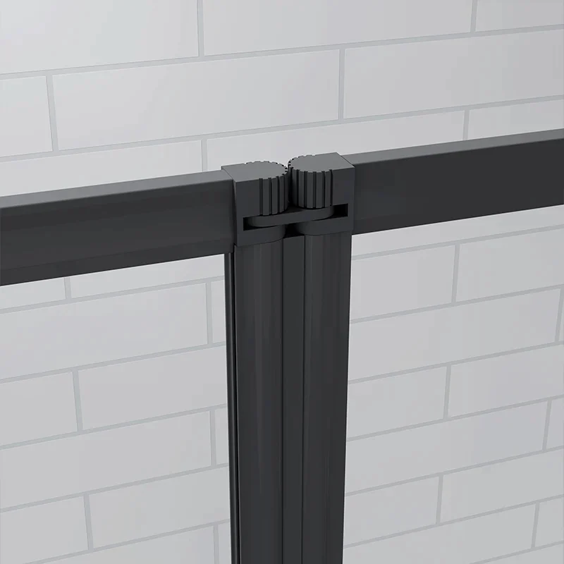 Mampara de Bañera 4 Hojas Plegables Vidrio Templado 4mm Perfil Negro Mate