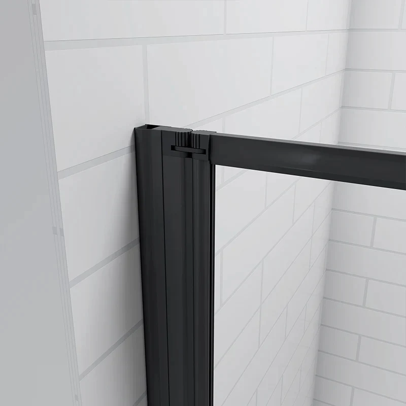 Mampara de Bañera 4 Hojas Plegables Vidrio Templado 4mm Perfil Negro Mate
