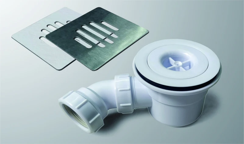 Plato de ducha AICA blanco textura pizarra+ Accesorios de desagüe con tapa acero inoxidable de forma rejilla (juegos incluidos)
