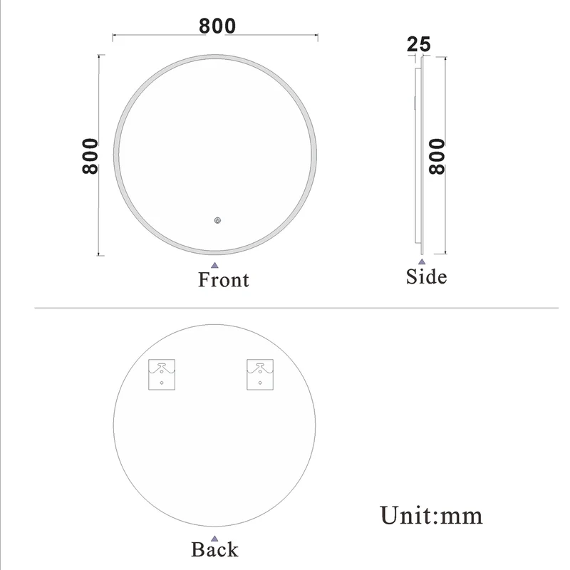 baño redondo led iluminado(Brillo LED Envolvente) espejo de pared interruptor de sensor táctil antiniebla