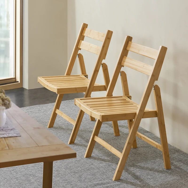 Silla plegable Gran de bambú en set de 2 [en.casa]