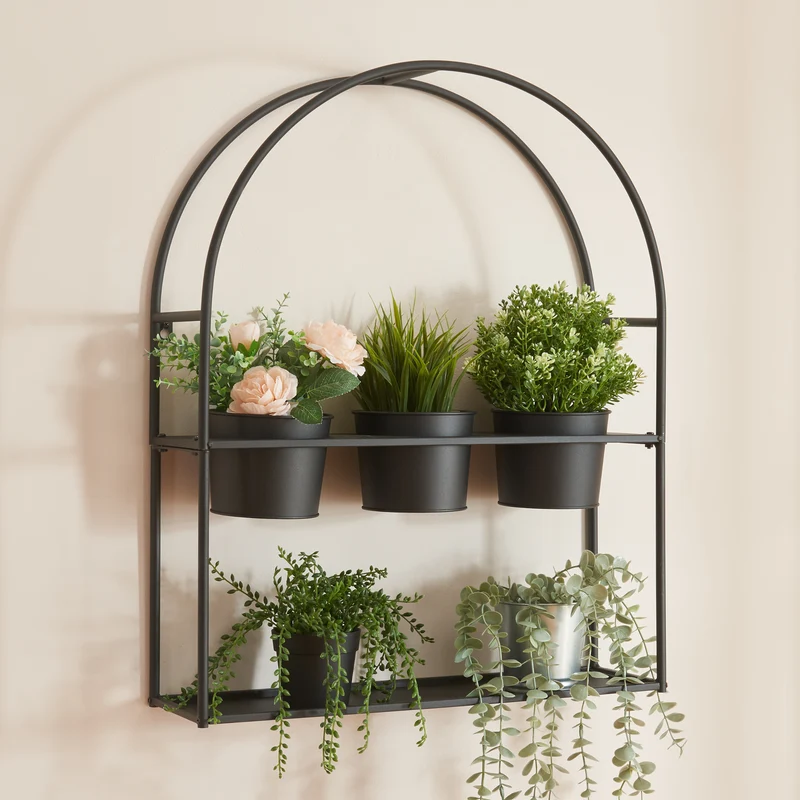 Estantería para plantas Merikarvia con 3 macetas de metal [en.casa]
