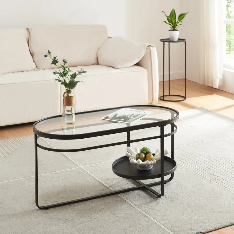 Mesa de centro Kumla con tablero de vidrio [en.casa]