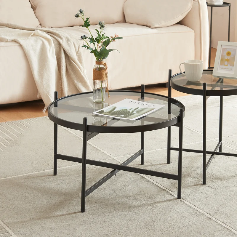 Mesa de centro Lier con tablero de vidrio [en.casa]