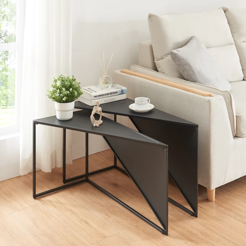 Mesa de comedor Kungsör juego de 2 metal negro [en.casa]