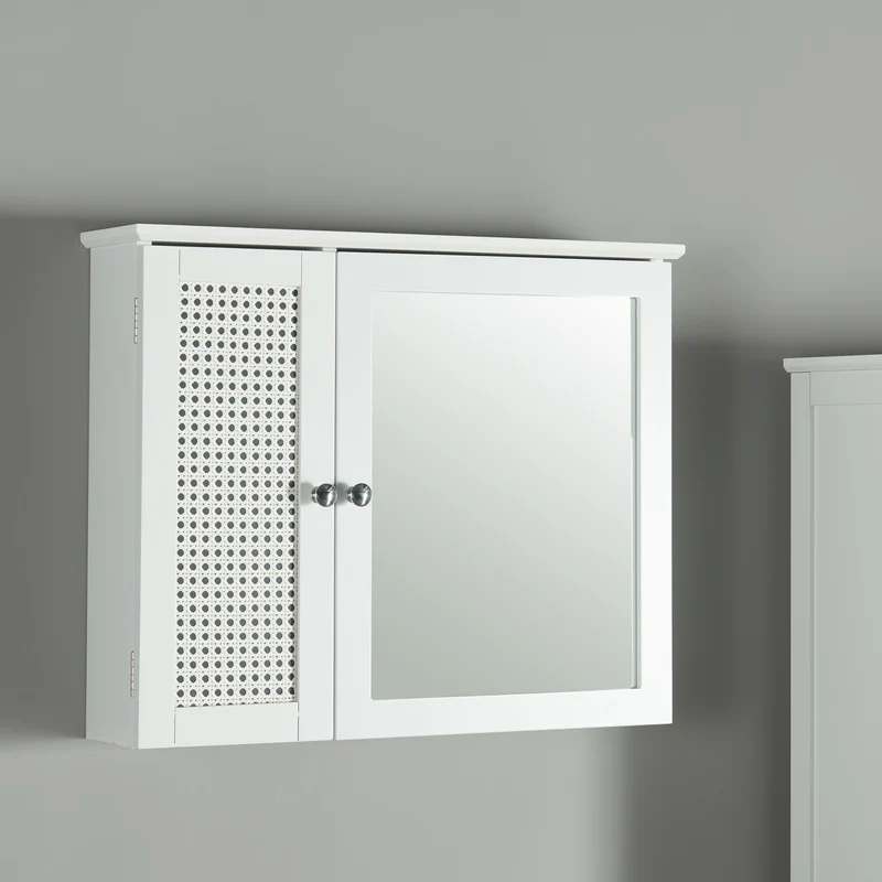 Armario con espejo Karlsøy 50x60x15cm Blanco [en.casa]