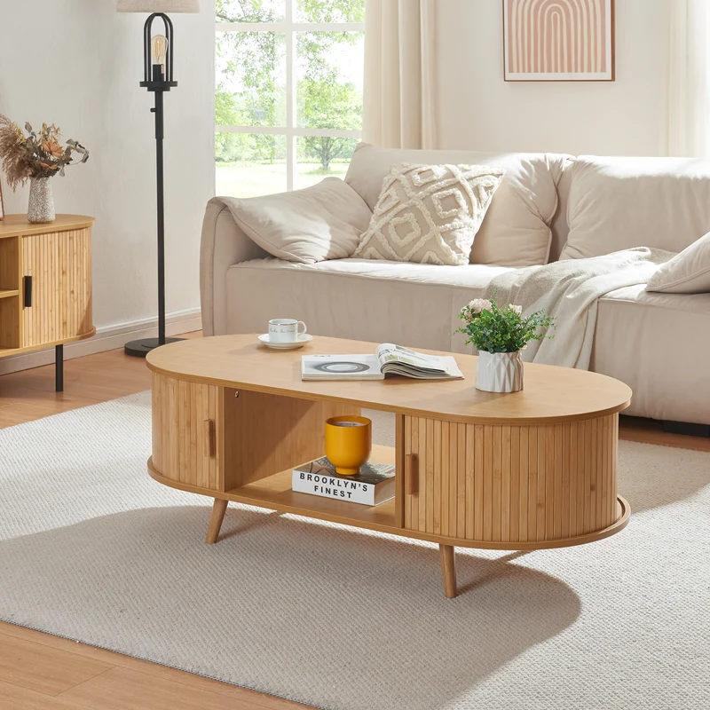 Mesa de centro Nordkapp con 2 puertas [en.casa]
