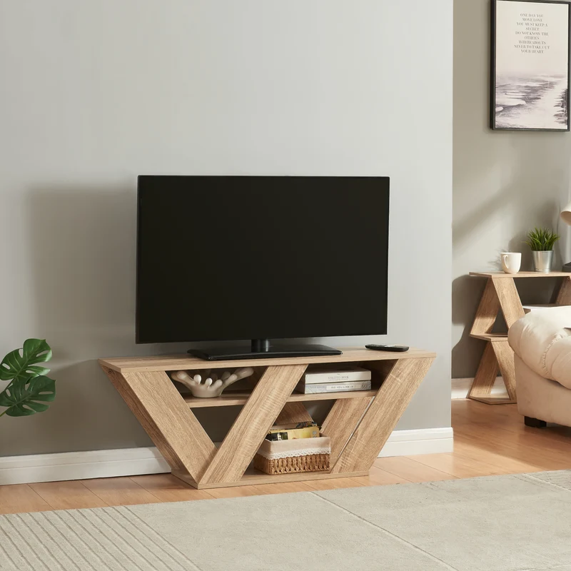Mesa de televisión Nome 110x30x40cm aspecto roble [en.casa]