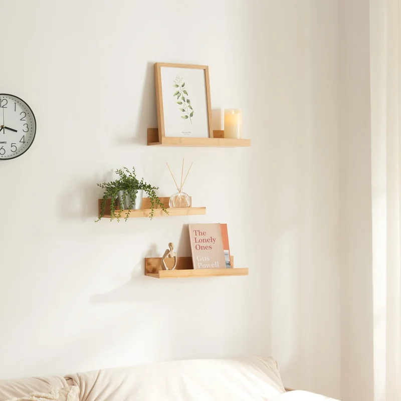 Conjunto de estantes de pared Gildeskål 3 piezas 40x13x7cm Bambú [en.casa]
