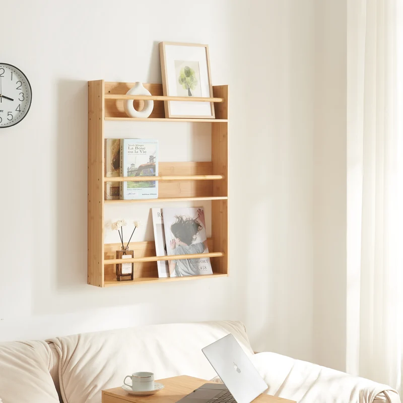 Estante de pared Hareid 80x60x12cm Bambú [en.casa]