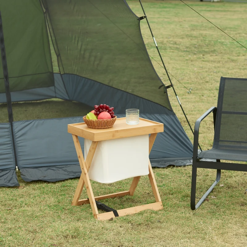 Mesa de picnic Hattfjelldal 53x48x32cm Bambú [en.casa]