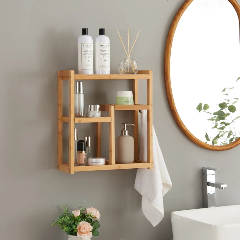Estantería de baño Höör 42x37x17 cm Bambú [en.casa]