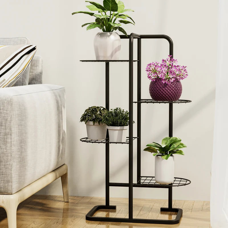 Soporte para flores Pedersöre 83x52x25cm Negro [en.casa]