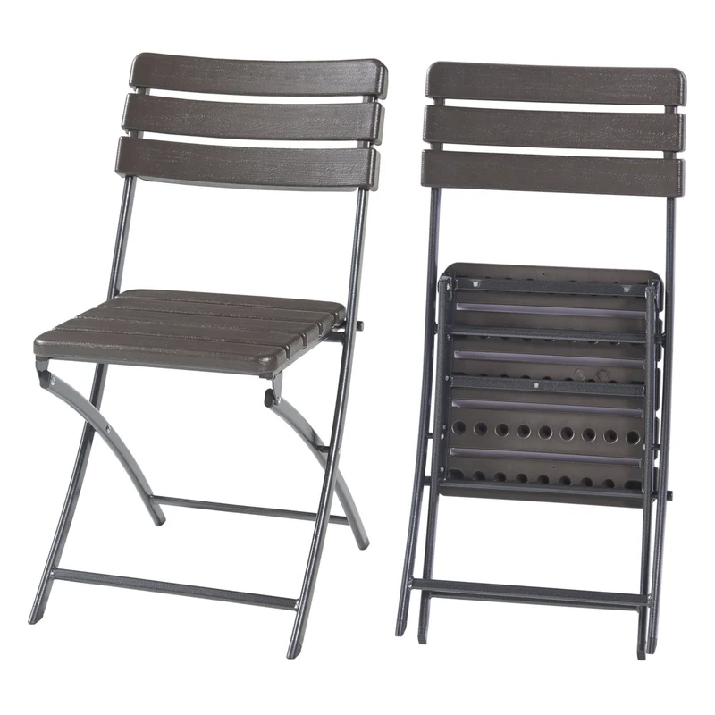 Set de sillas plegables Lillestrøm de 2 piezas, aspecto de madera, marrón oscuro [en.casa]