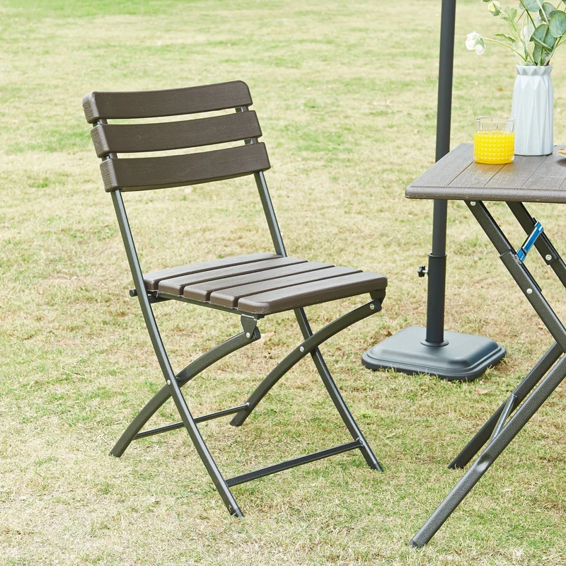 Set de sillas plegables Lillestrøm de 2 piezas, aspecto de madera, marrón oscuro [en.casa]