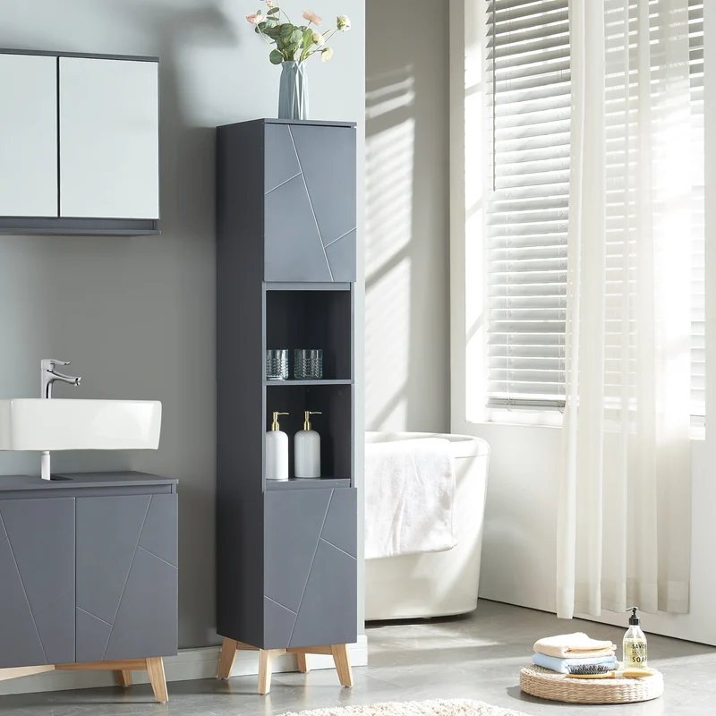 Armario alto Overath 160x30x30cm Gris [en.casa]