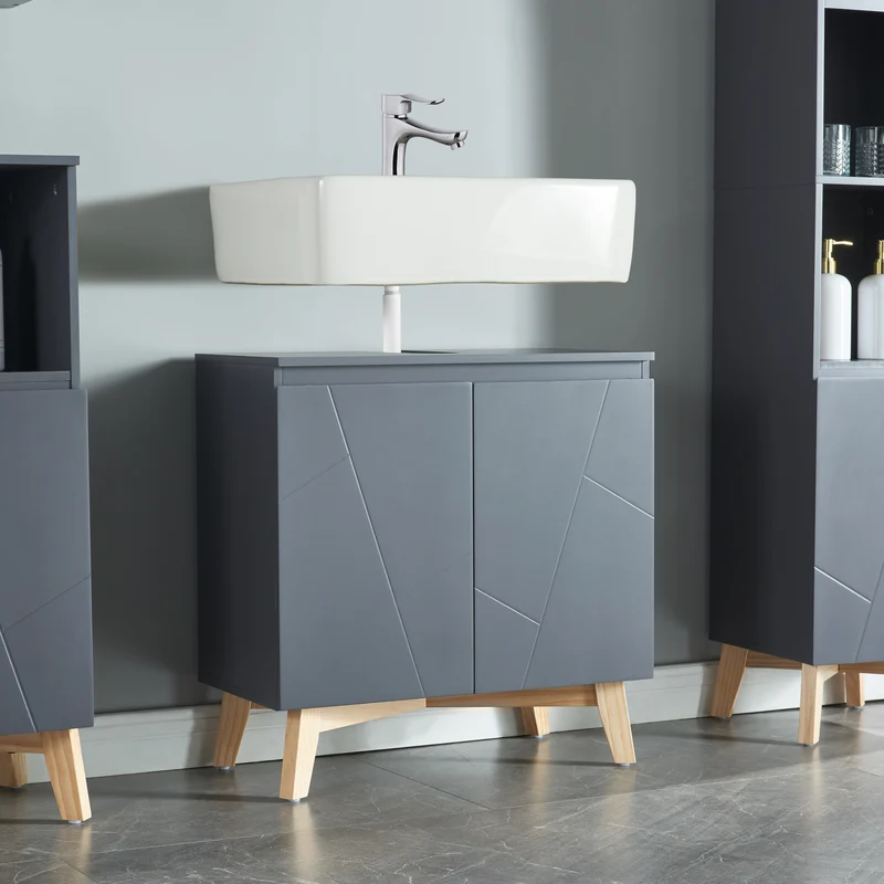 Mueble bajo lavabo Overath 60x60x30cm Gris [en.casa]