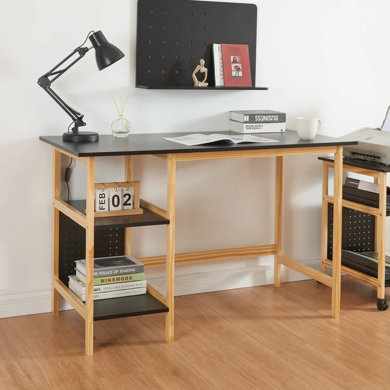 Escritorio Dønna 120x60x75cm Negro/Color madera [en.casa]