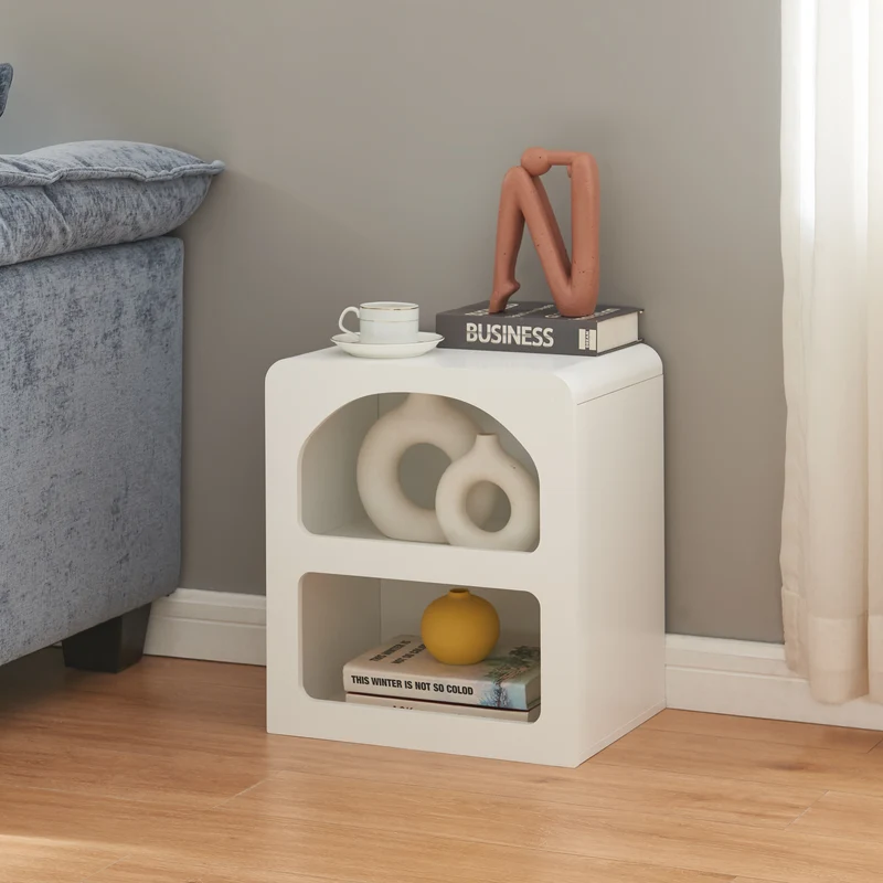 Mesa auxiliar Vågå 45x40x30 cm Blanco [en.casa]