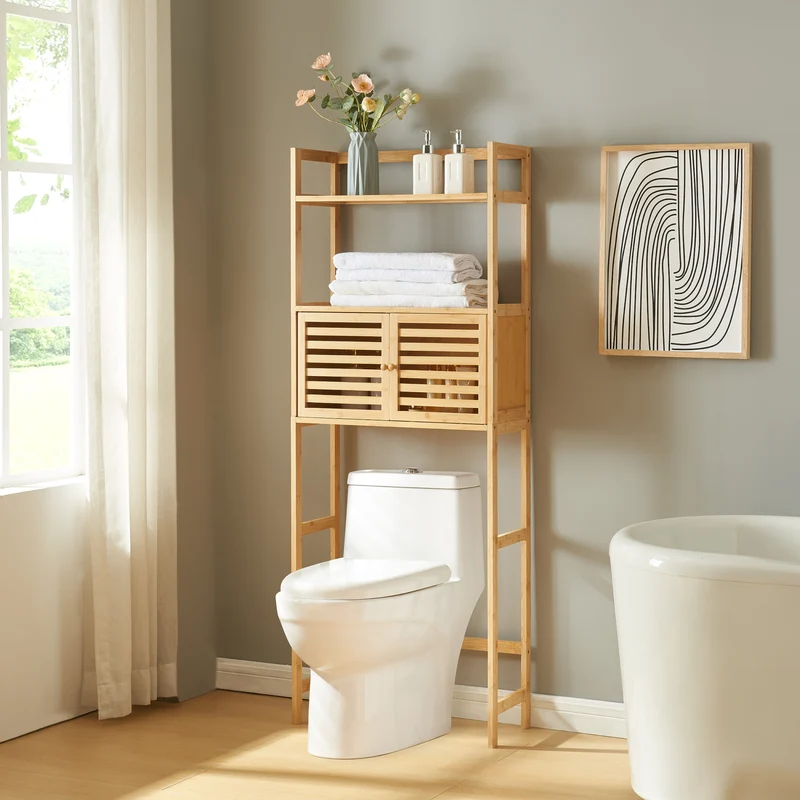 Estantería de baño Haugesund 158x60x26 cm Bambú [en.casa]