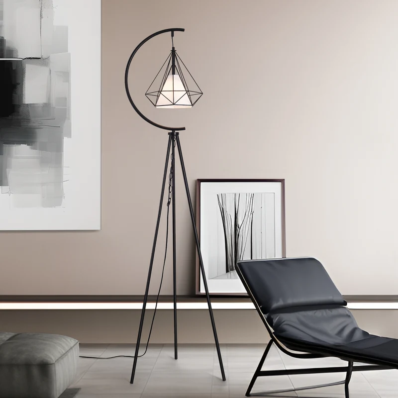 Lámpara de pie Austell Metal 171cm Negro/Blanco [lux.pro]