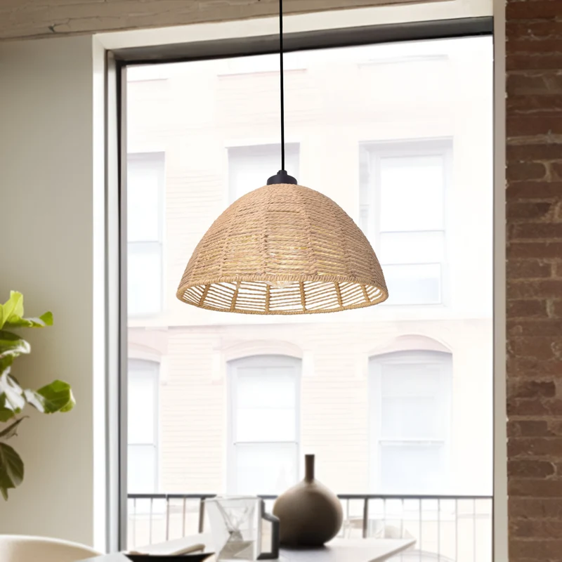 Lámpara colgante Romsey Metal+Ratán [lux.pro]