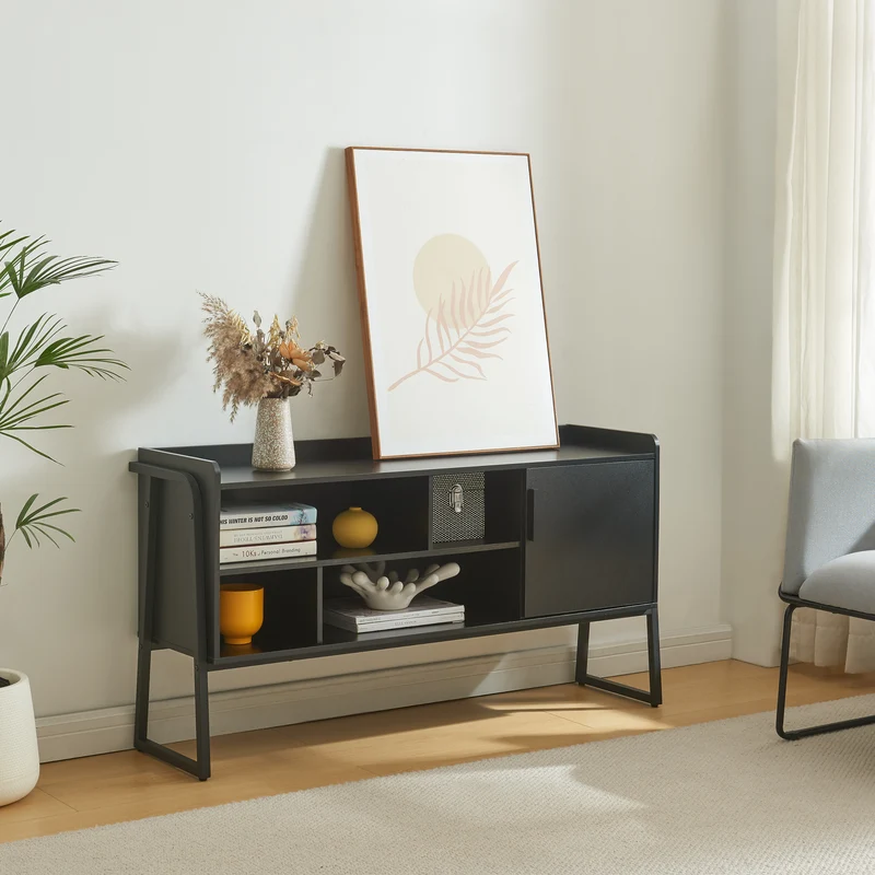 Mueble de televisión Storfjord 120x34x63 cm Negro [en.casa]