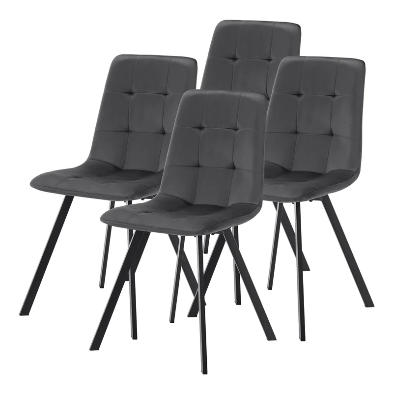 Silla de comedor Lexnitz juego de 4 patas de silla cuadradas gris oscuro [en.casa]