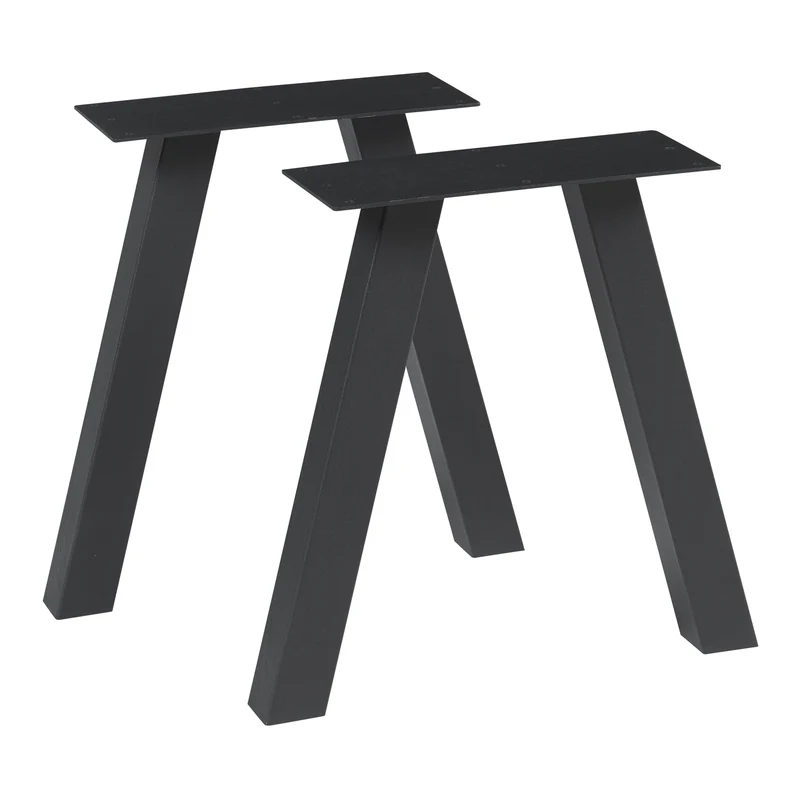 Juego de 2 estructuras de mesa Mariager 42x40cm Negro [en.casa]