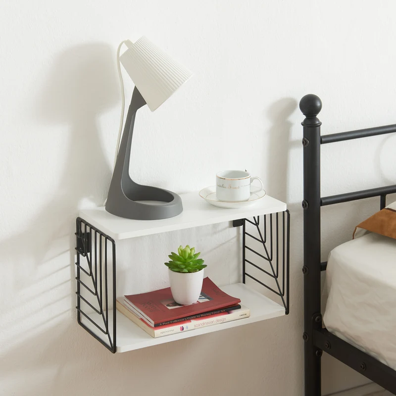 Estante de pared Moss 39x18x23 cm Negro/Blanco [en.casa]