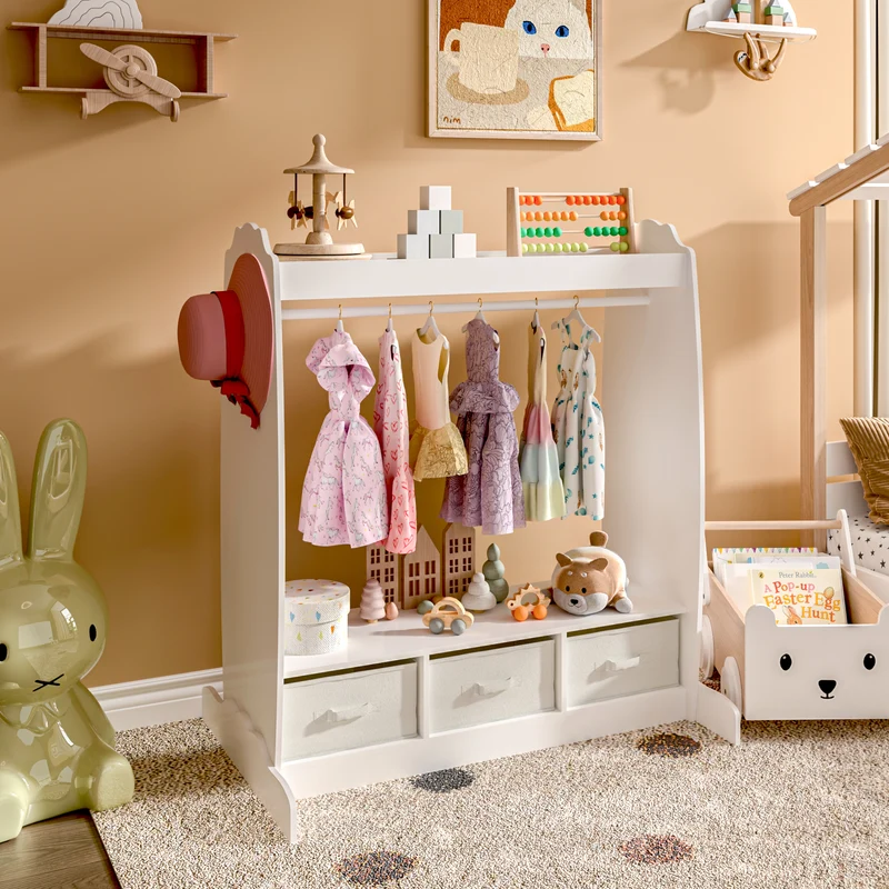 Perchero infantil Moskenes 107x95x61 cm Blanco [en.casa]