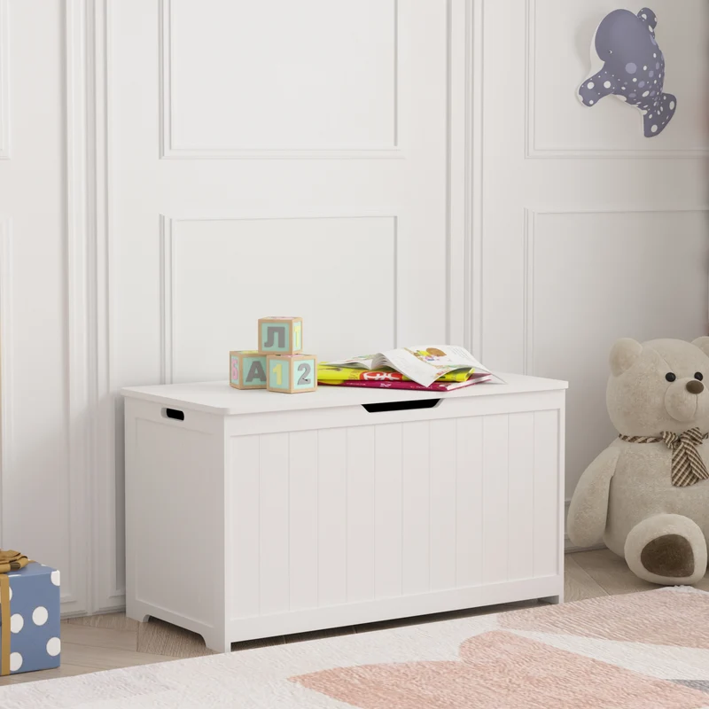 Caja de juguetes Podek 80x40x44,5 cm Blanco [en.casa]